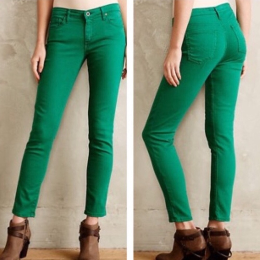 AG Adriano Goldschmied Stevie Slim Straight Ankle Jeans in Kelly Green Size 30R